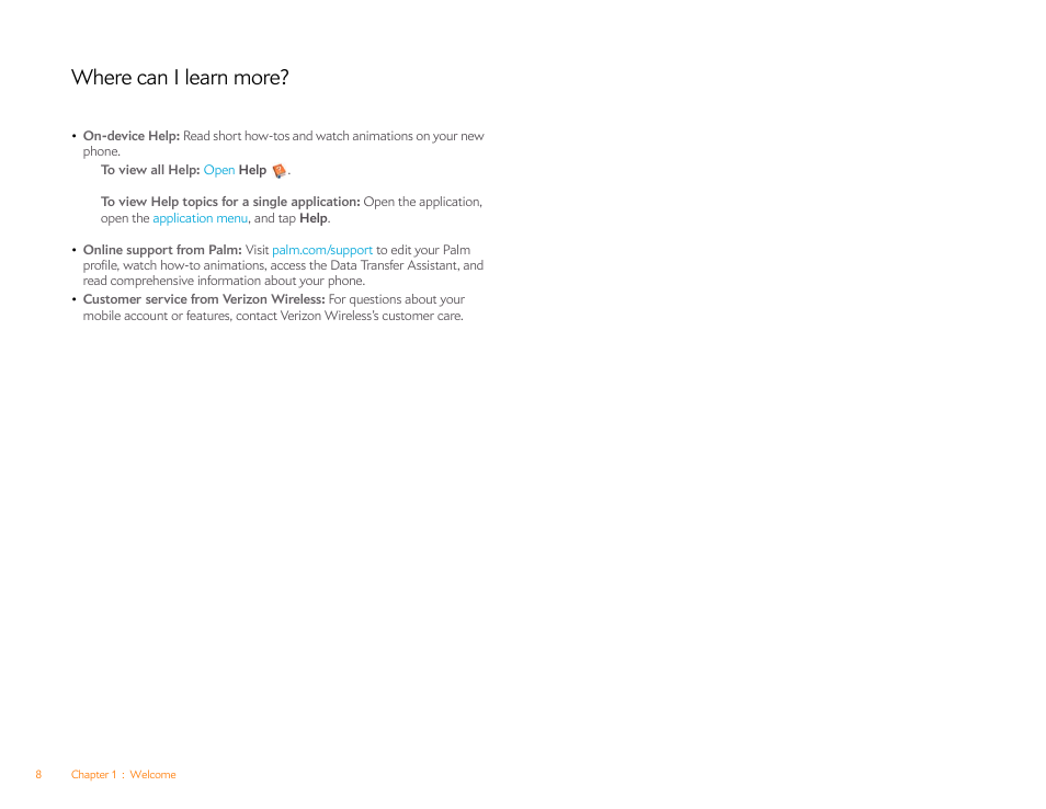 Where can i learn more | Palm Pixi Plus User Manual | Page 8 / 201