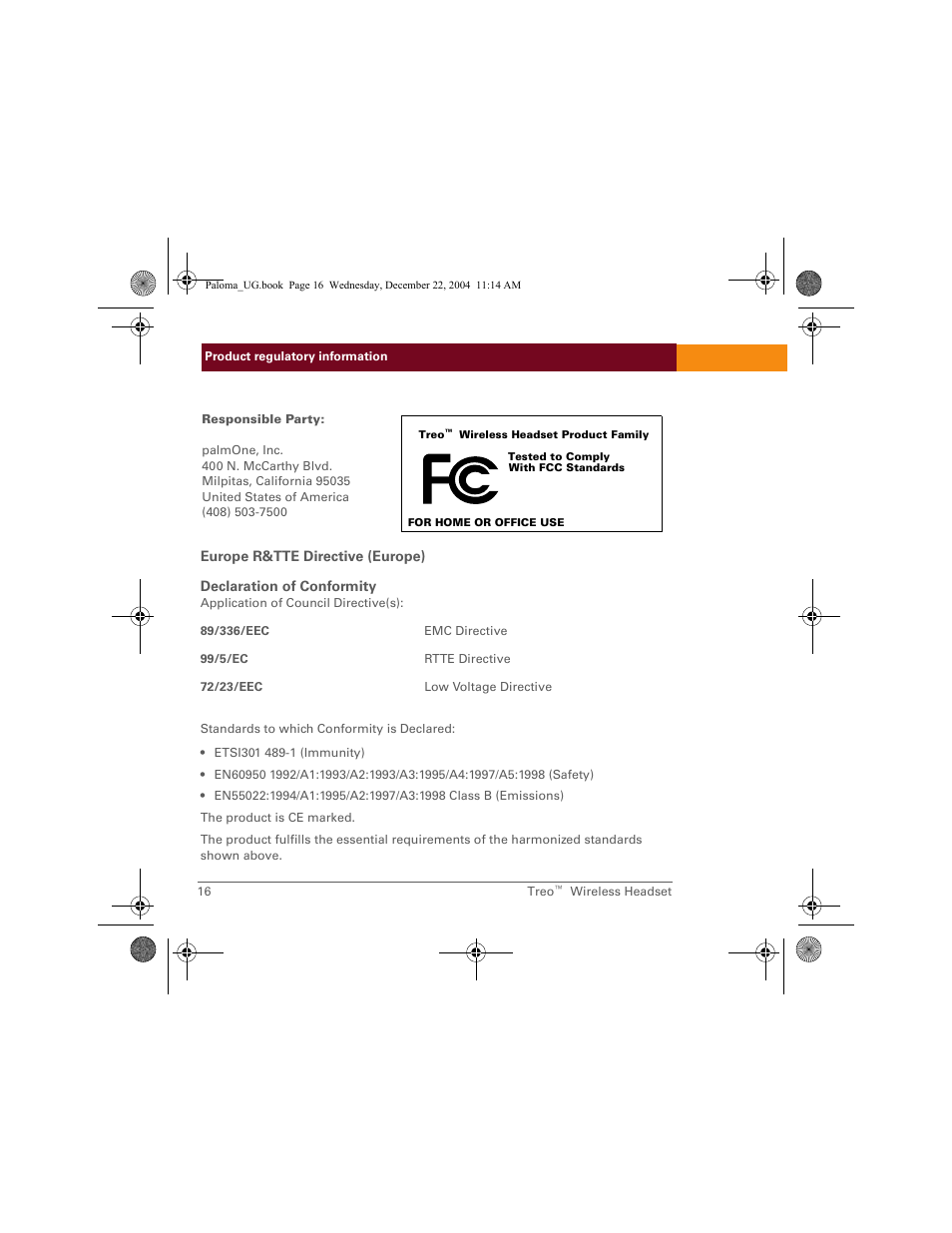 Palm TreoTM User Manual | Page 16 / 19