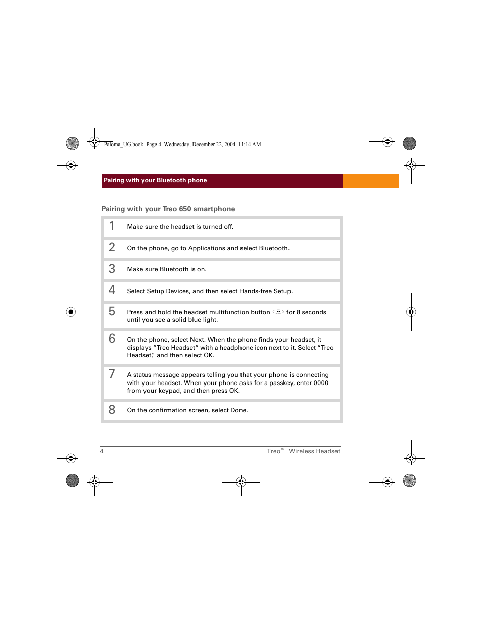 Palm TreoTM User Manual | Page 4 / 19