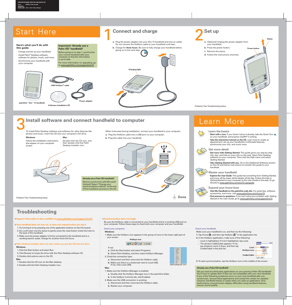 Palm HotSync cable User Manual | 2 pages