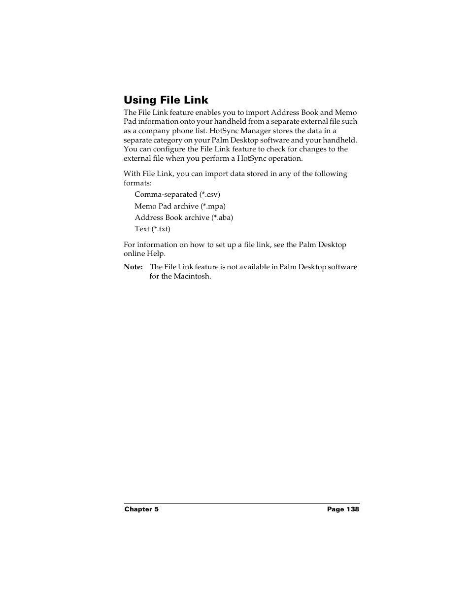 Using file link | Palm m100 User Manual | Page 144 / 212