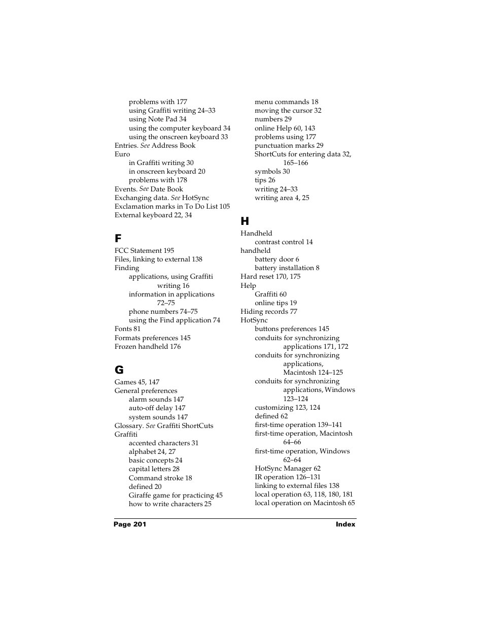 Palm m100 User Manual | Page 207 / 212