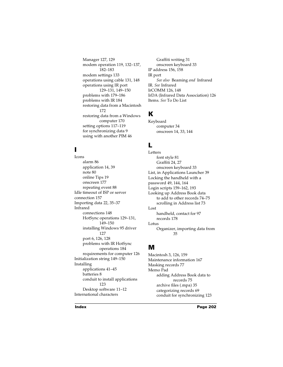 Palm m100 User Manual | Page 208 / 212