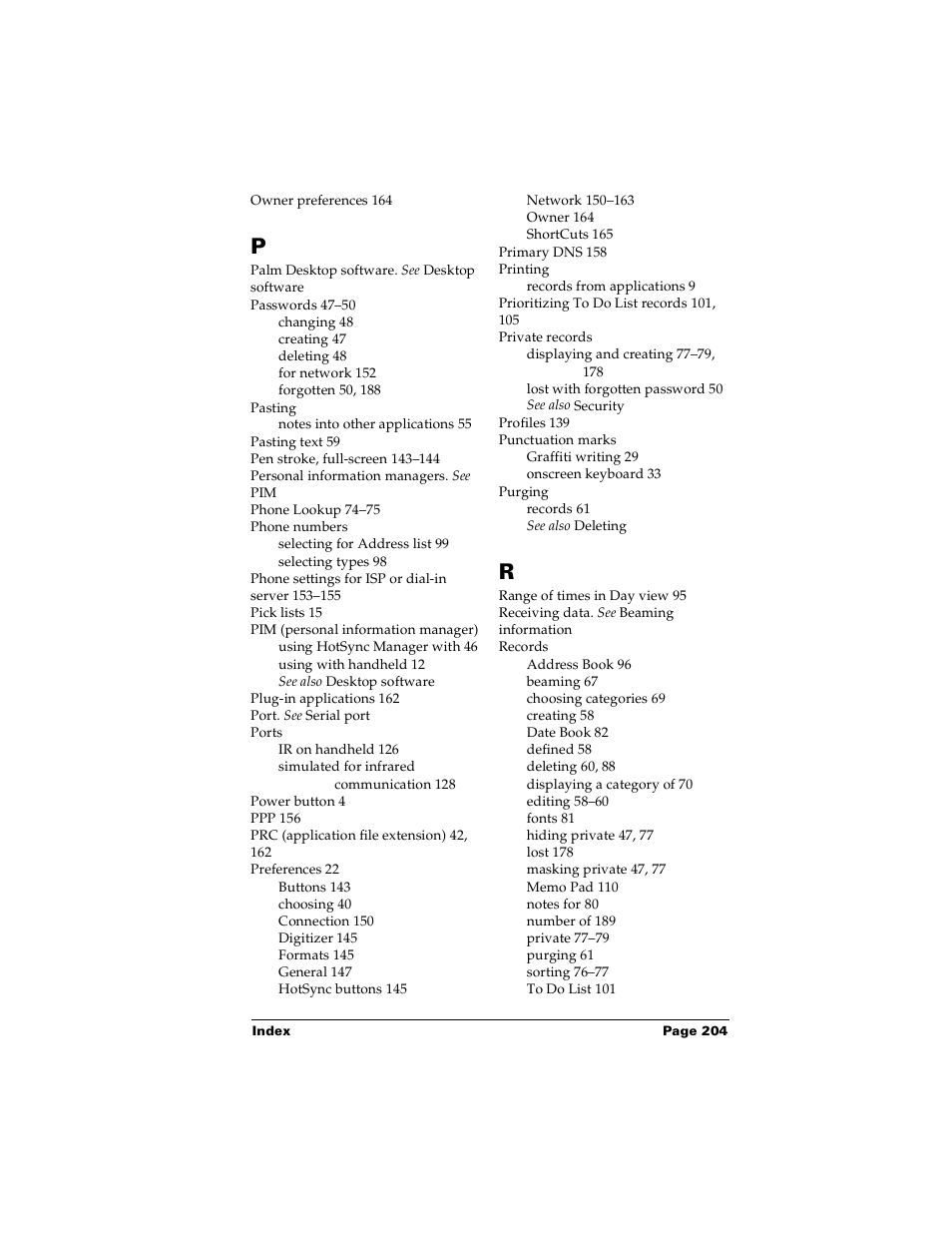 Palm m100 User Manual | Page 210 / 212