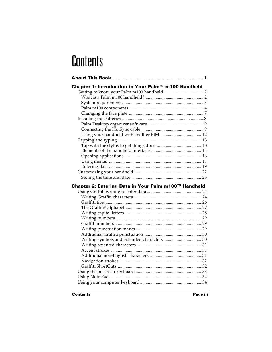 Palm m100 User Manual | Page 3 / 212