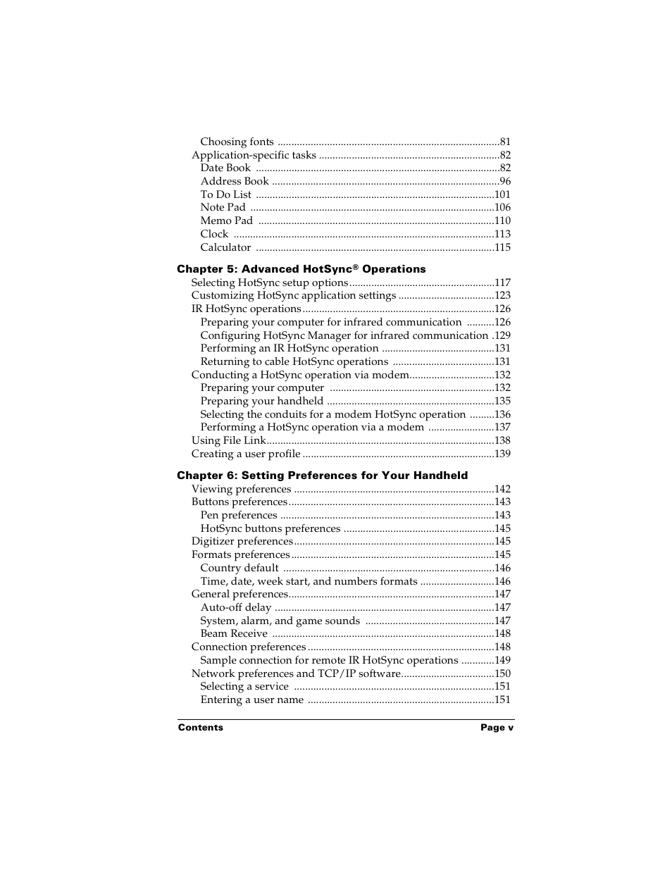 Palm m100 User Manual | Page 5 / 212