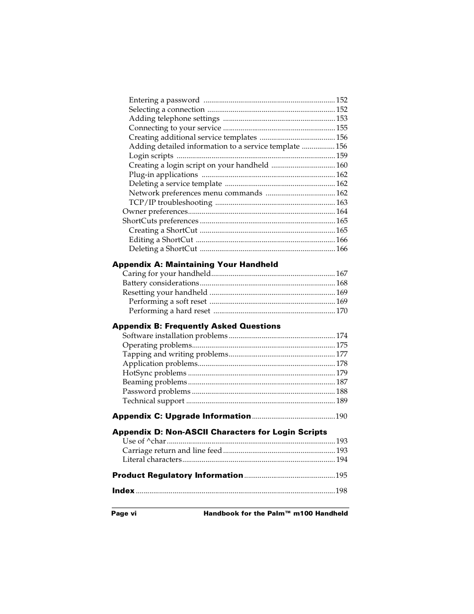 Palm m100 User Manual | Page 6 / 212