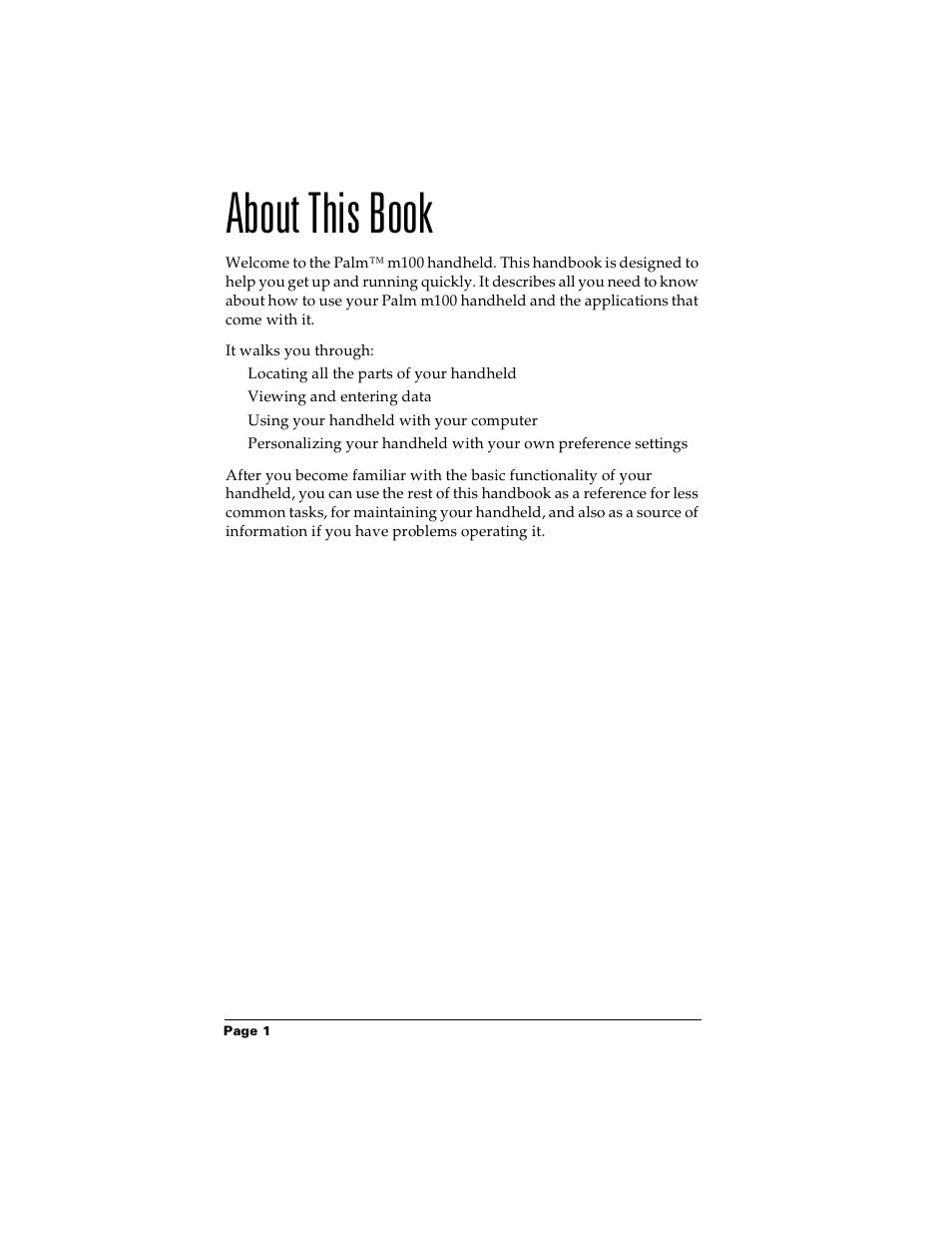 About this book, Bout this book | Palm m100 User Manual | Page 7 / 212