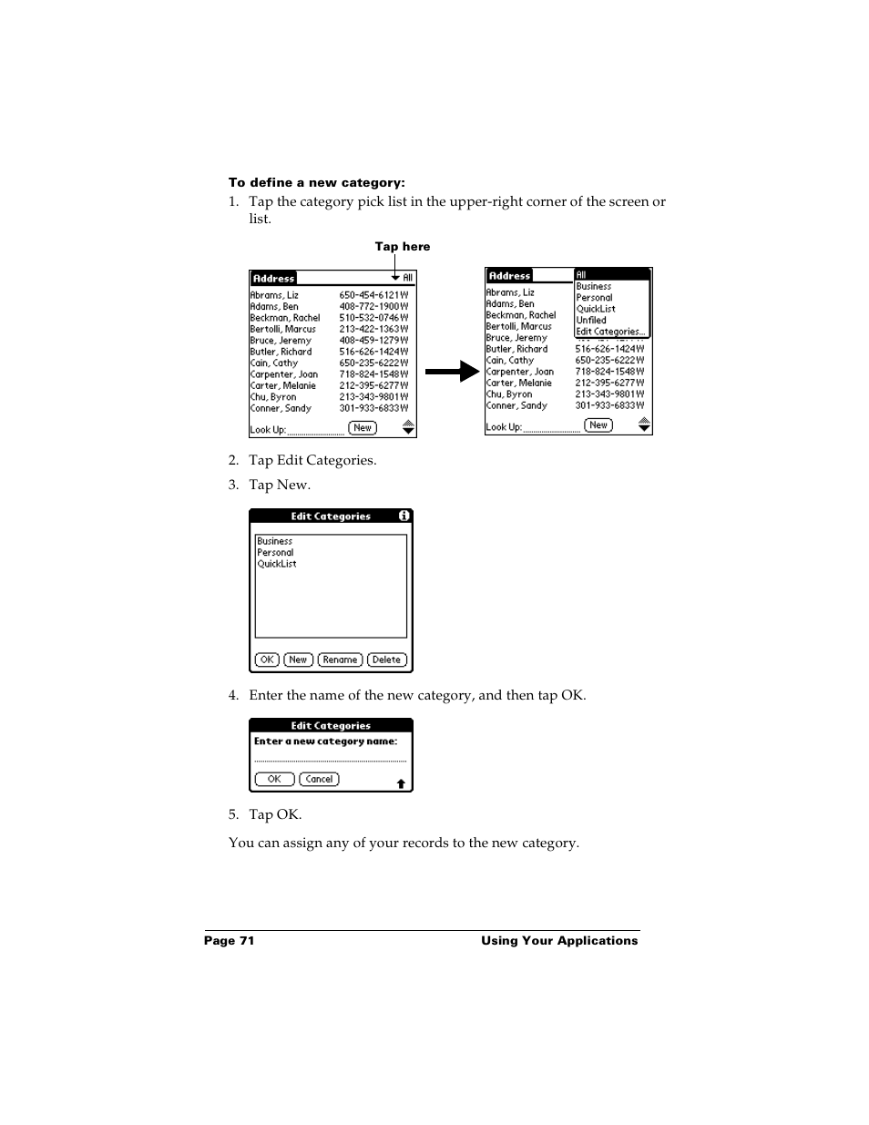 To define a new category | Palm m100 User Manual | Page 77 / 212