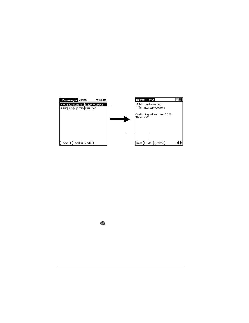 To edit a message saved as a draft, Filing a message, To file a message | To remove a message from the filed folder | Palm VII User Manual | Page 162 / 302