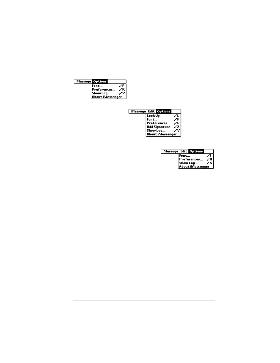 Options menus | Palm VII User Manual | Page 169 / 302