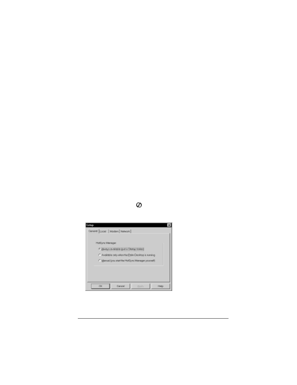 Chapter 7, Advanced hotsync® operations, Selecting hotsync setup options | To set the hotsync options, Advanced hotsync, Operations | Palm VII User Manual | Page 197 / 302