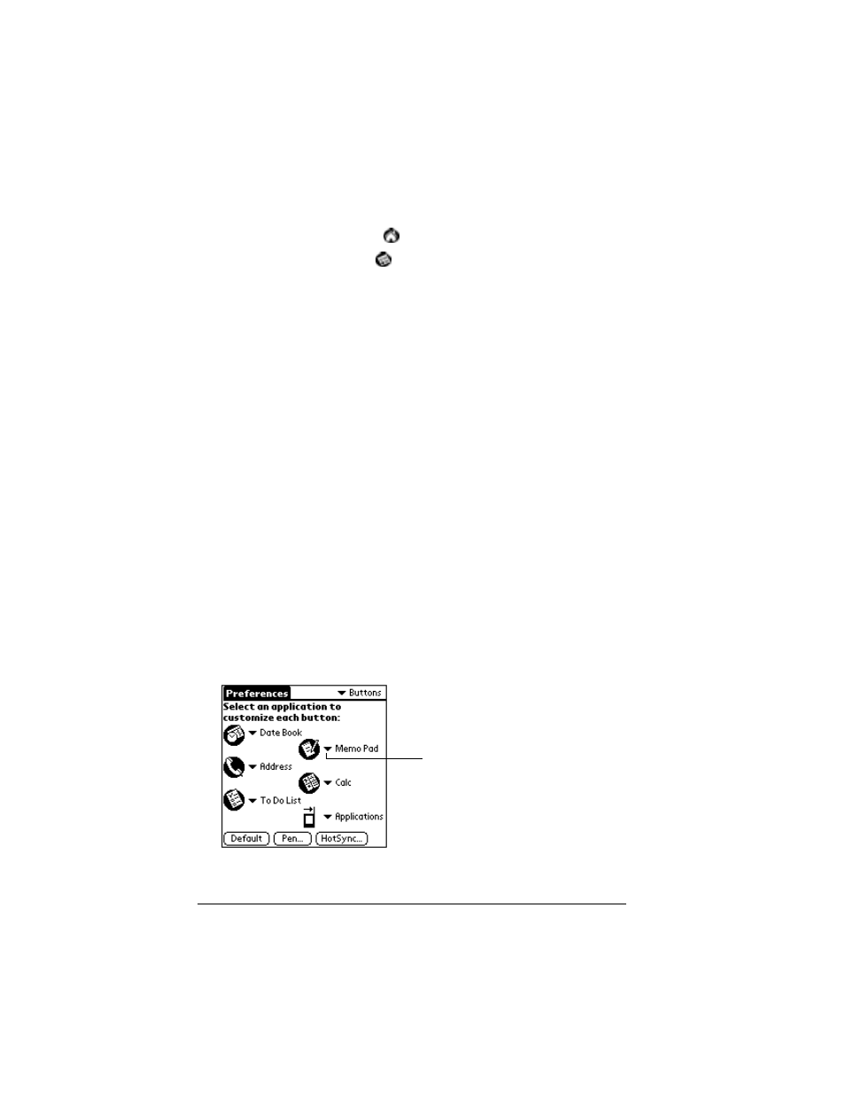 Viewing preferences, To open the preferences screens, Buttons preferences | To reassign the applications buttons | Palm VII User Manual | Page 212 / 302