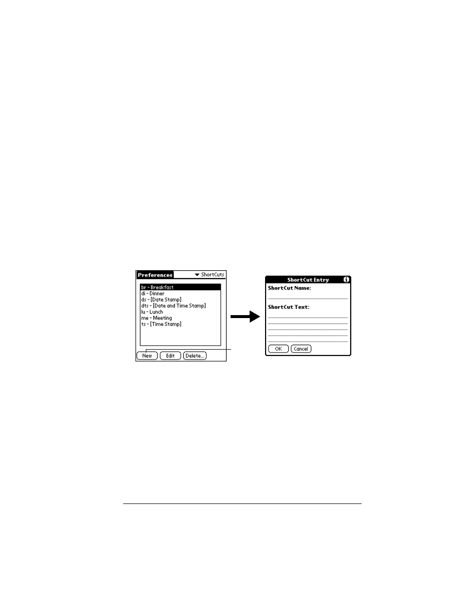 Shortcuts preferences, Creating a shortcut, To create a shortcut | Palm VII User Manual | Page 233 / 302