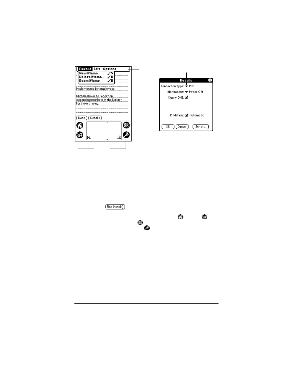 Elements of the organizer interface | Palm VII User Manual | Page 27 / 302