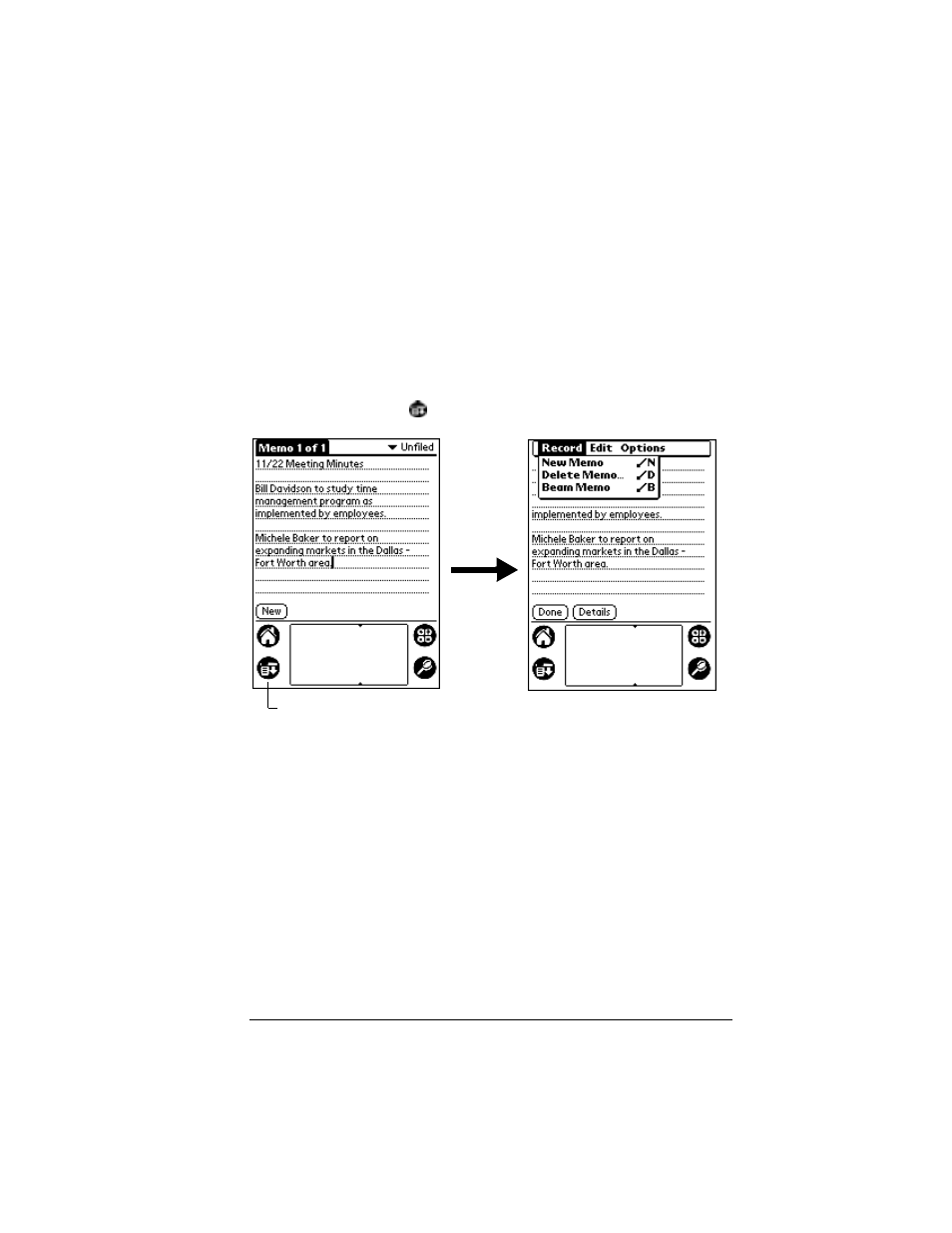 Using menus, To open the menu bar, Choosing a menu | Palm VII User Manual | Page 31 / 302