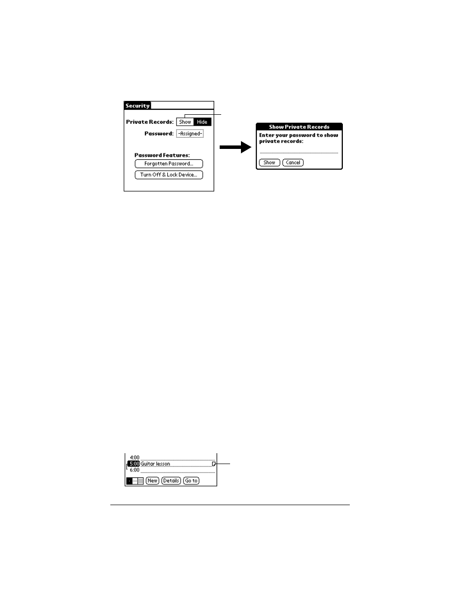 To make a record private, Attaching notes, To attach a note to a record | Palm VII User Manual | Page 88 / 302