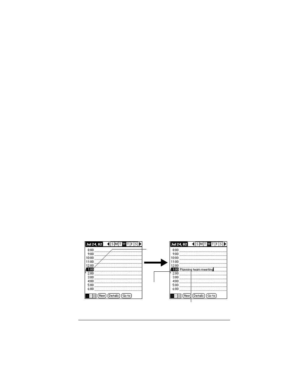 Application-specific tasks, Date book, Scheduling an event | To schedule an event for the current day | Palm VII User Manual | Page 91 / 302