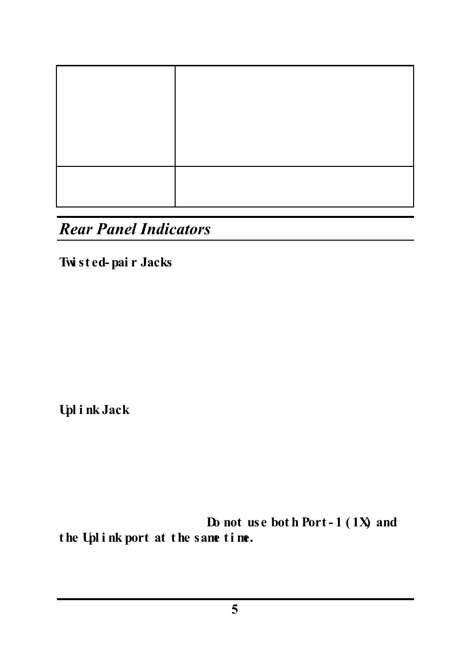 Rear panel indicators | Palm ETHERNET HUB User Manual | Page 8 / 13