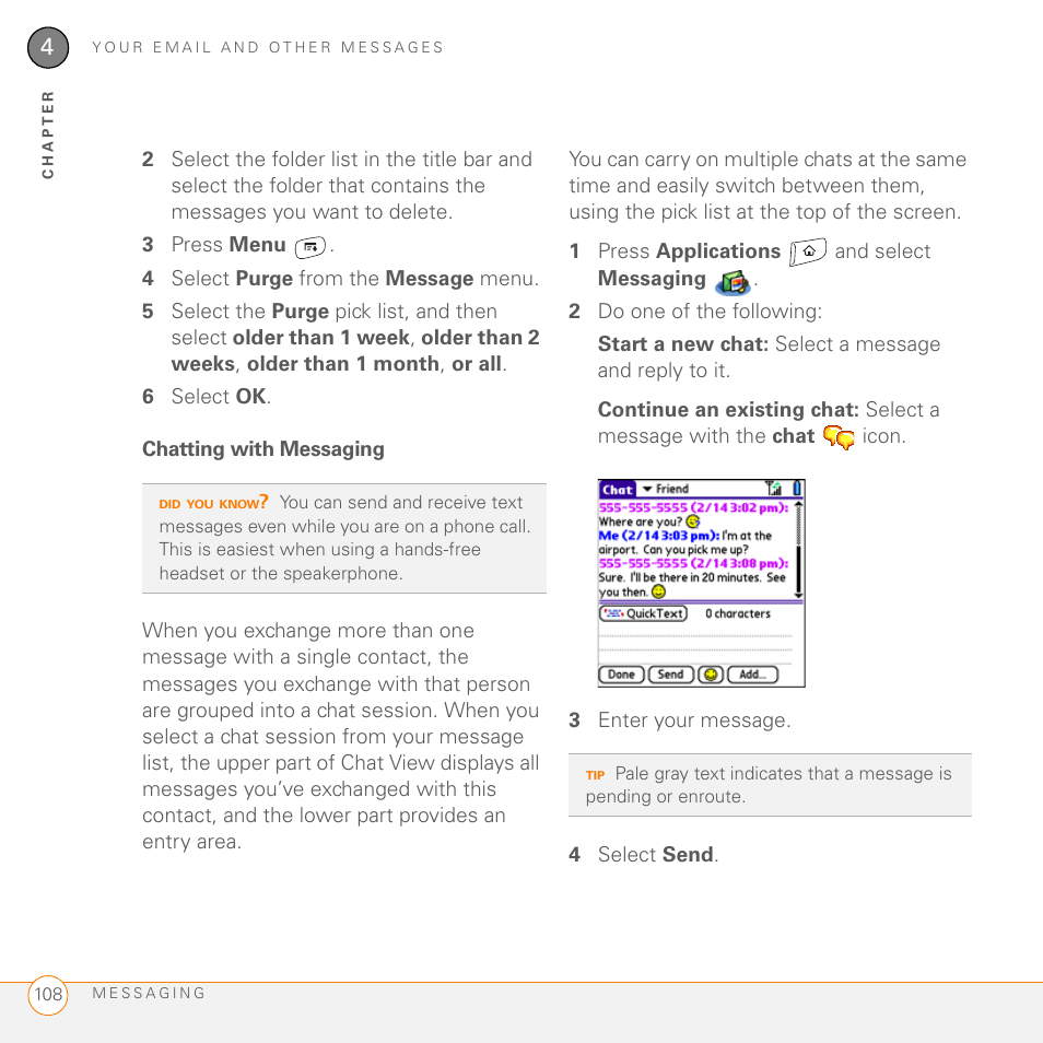 Chatting with messaging | Palm 755P User Manual | Page 108 / 304