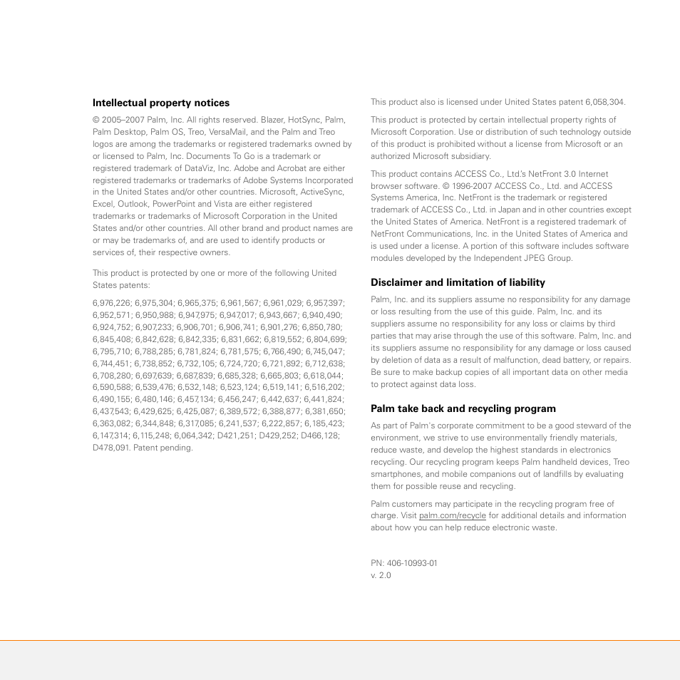 Palm 755P User Manual | Page 2 / 304