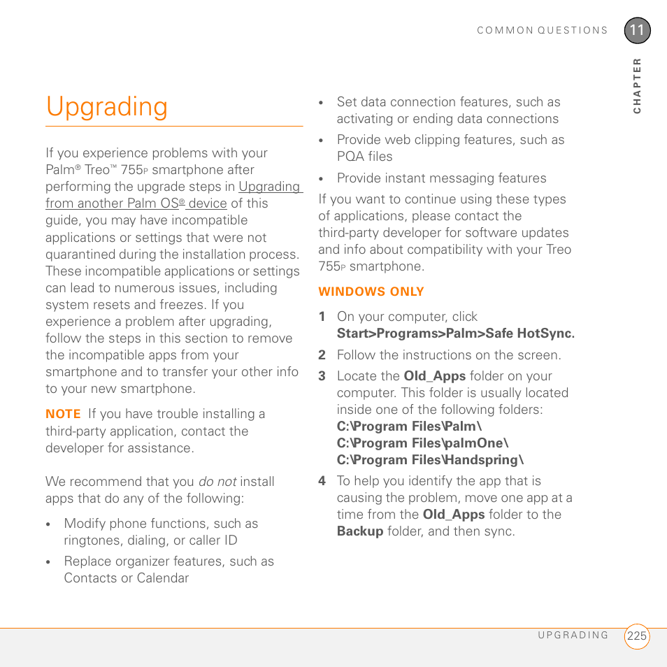 Upgrading | Palm 755P User Manual | Page 225 / 304