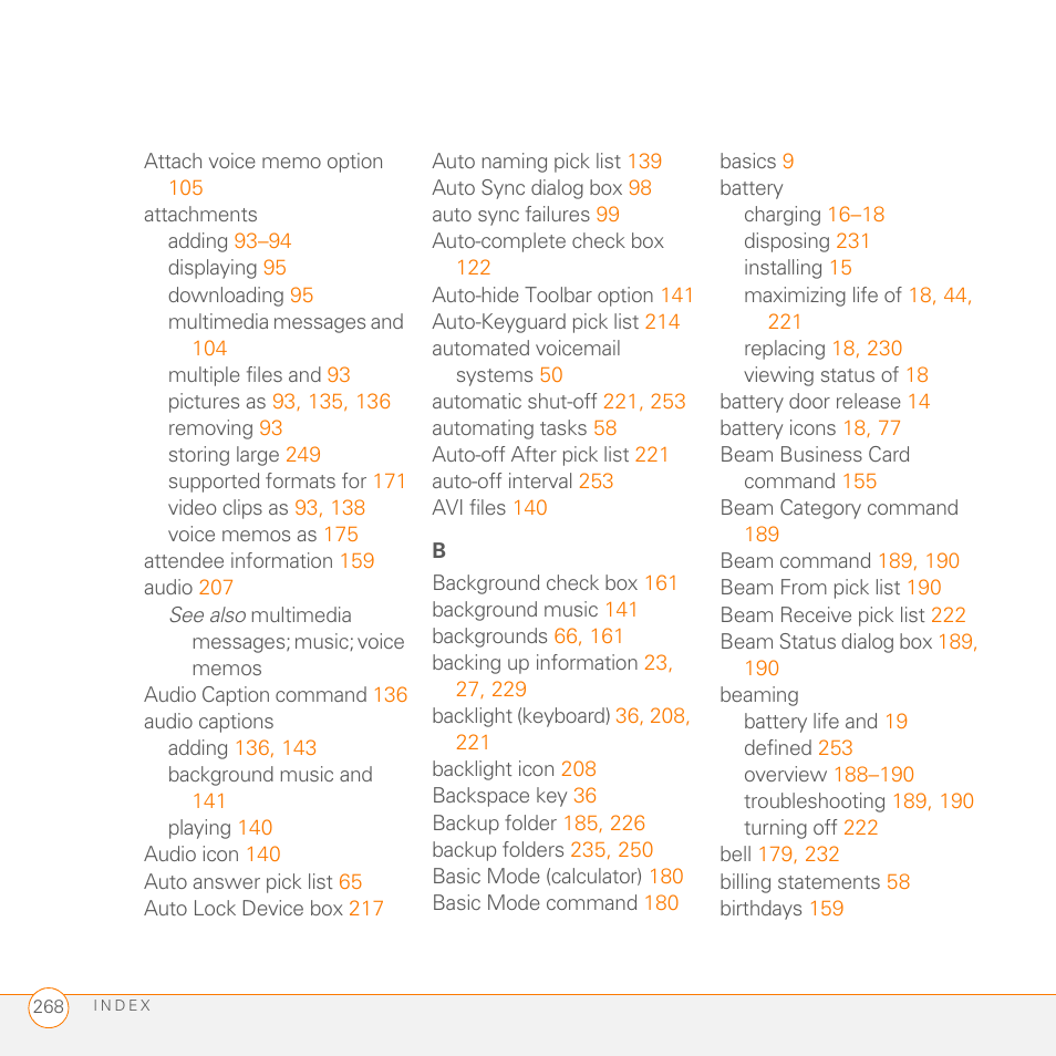 Palm 755P User Manual | Page 268 / 304