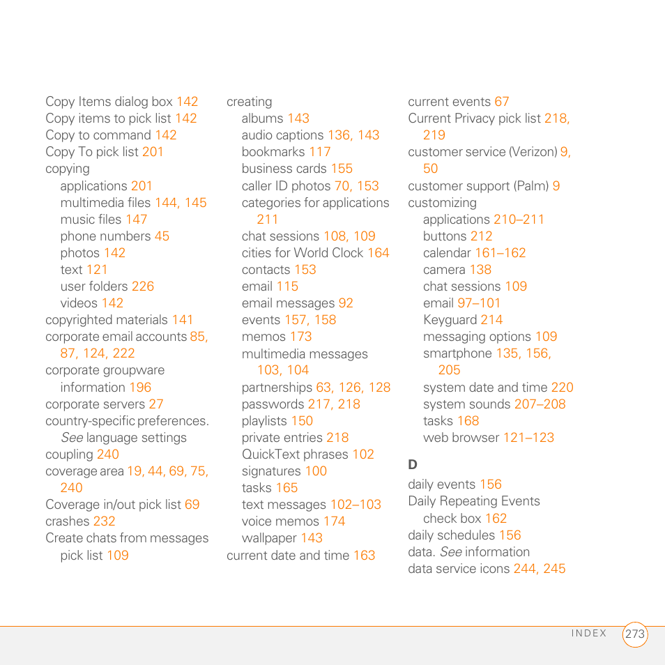Palm 755P User Manual | Page 273 / 304