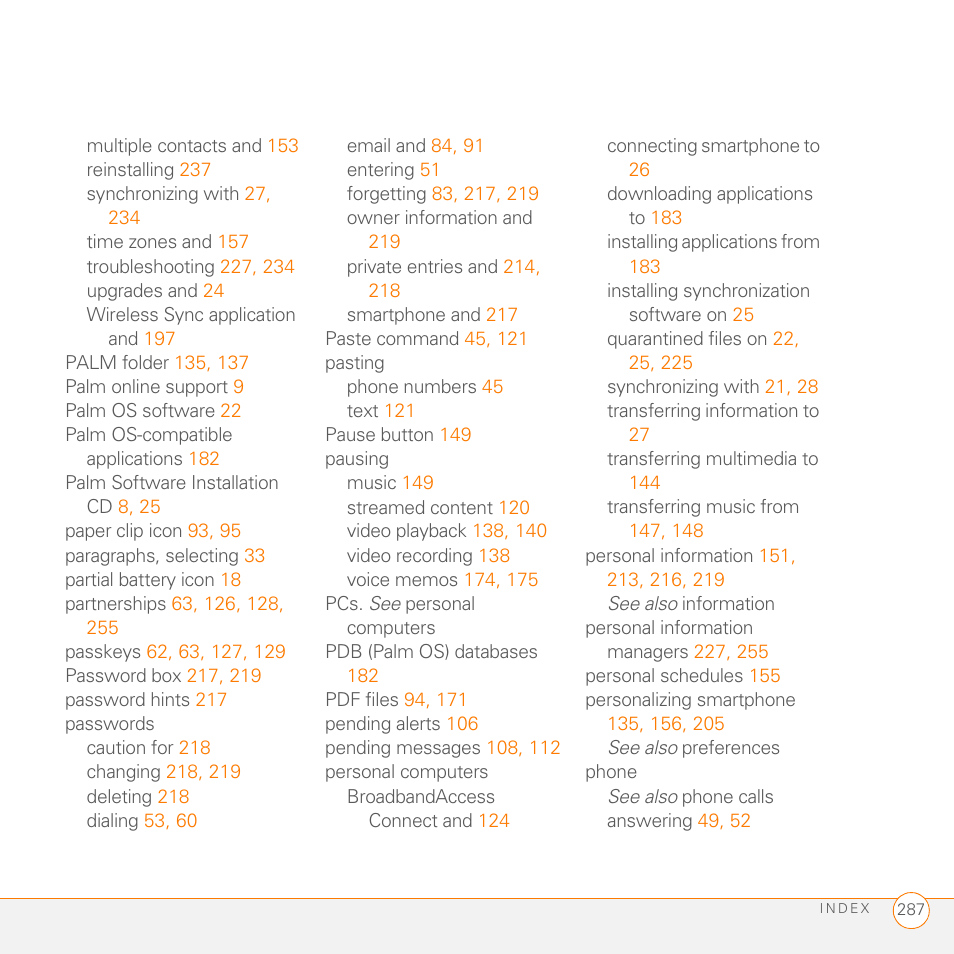 Palm 755P User Manual | Page 287 / 304