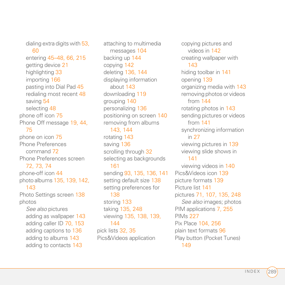 Palm 755P User Manual | Page 289 / 304