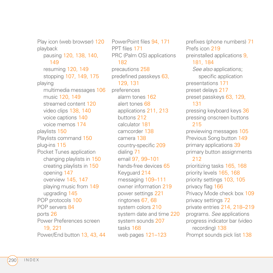 Palm 755P User Manual | Page 290 / 304