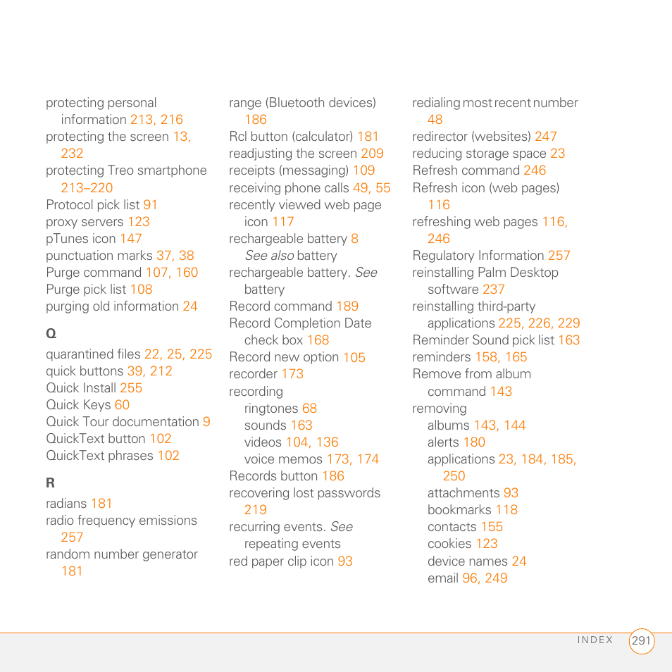 Palm 755P User Manual | Page 291 / 304