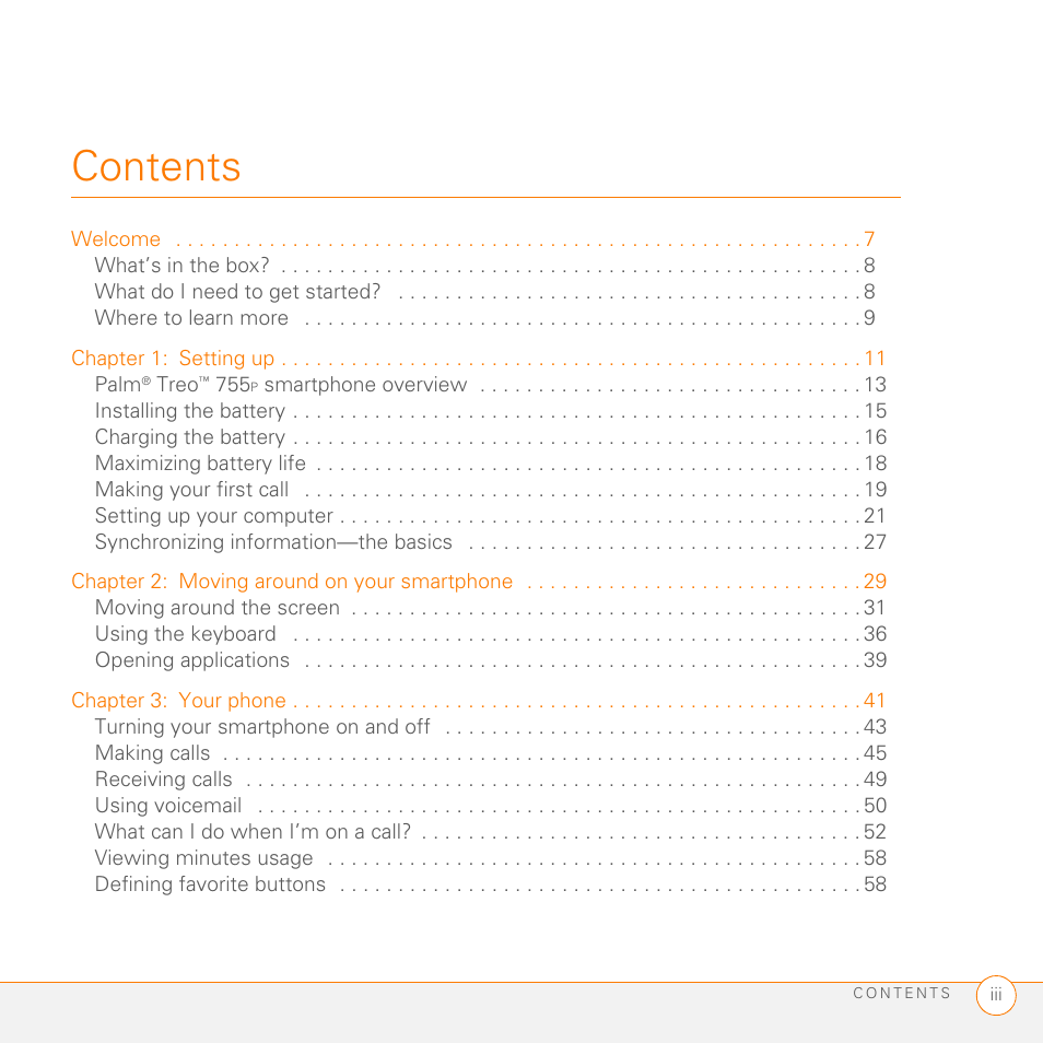 Palm 755P User Manual | Page 3 / 304