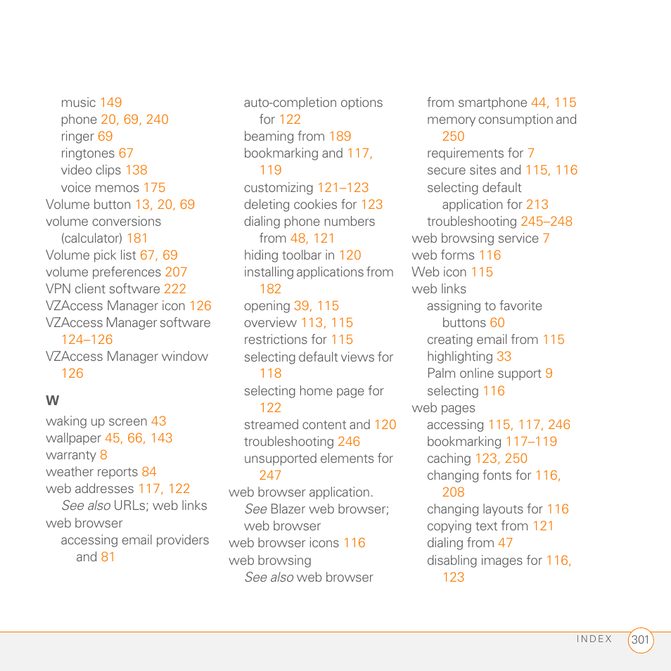 Palm 755P User Manual | Page 301 / 304