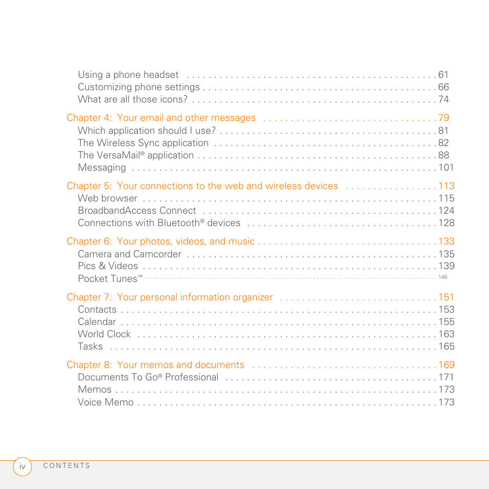 Palm 755P User Manual | Page 4 / 304