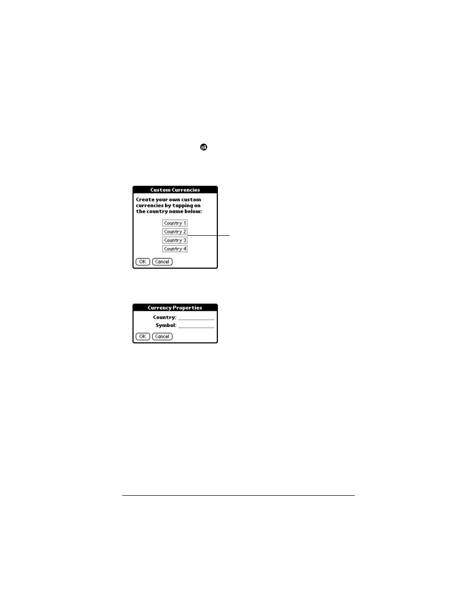 Defining a custom currency symbol, To define a custom currency symbol | Palm IIIc User Manual | Page 115 / 246