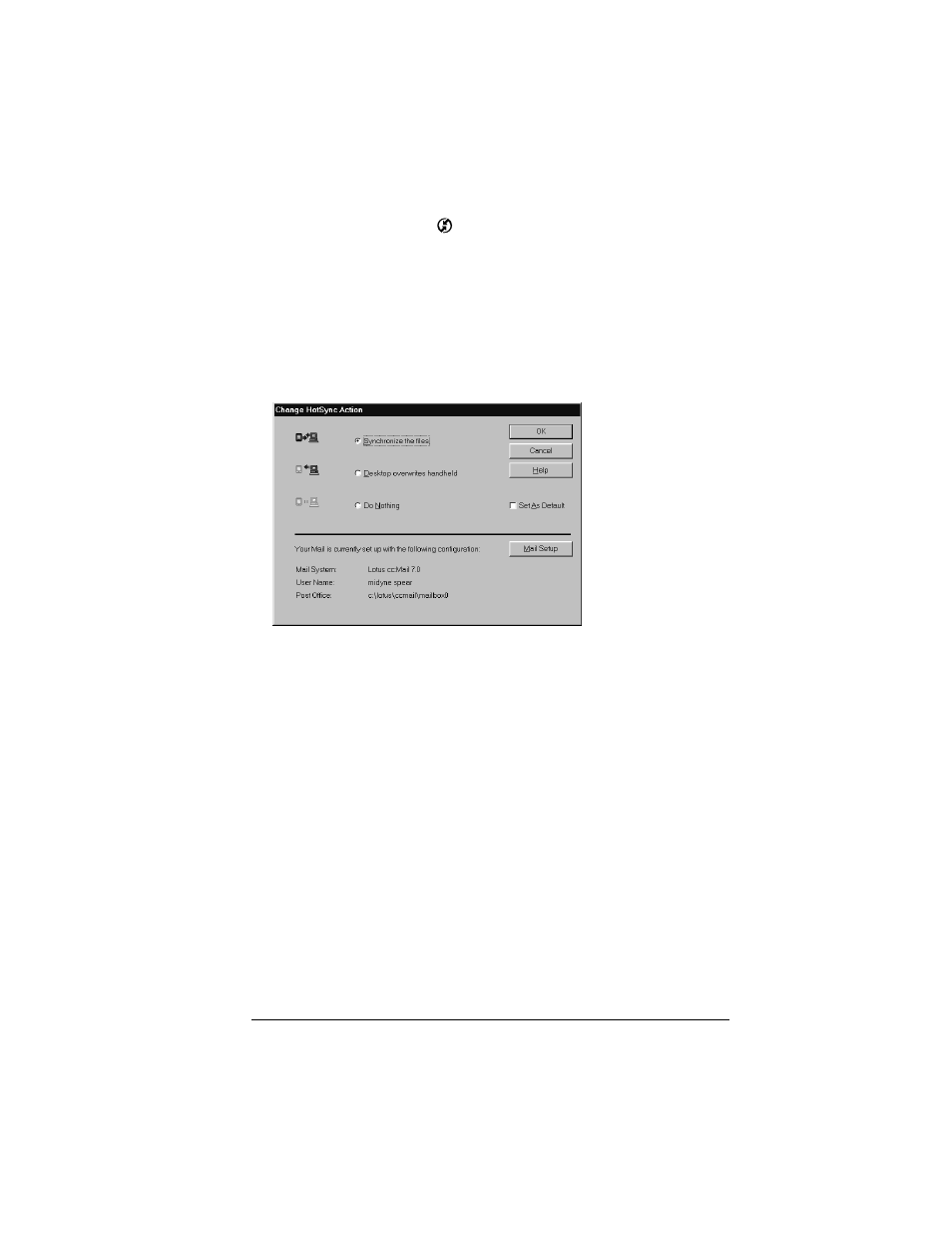 To select hotsync options | Palm IIIc User Manual | Page 125 / 246