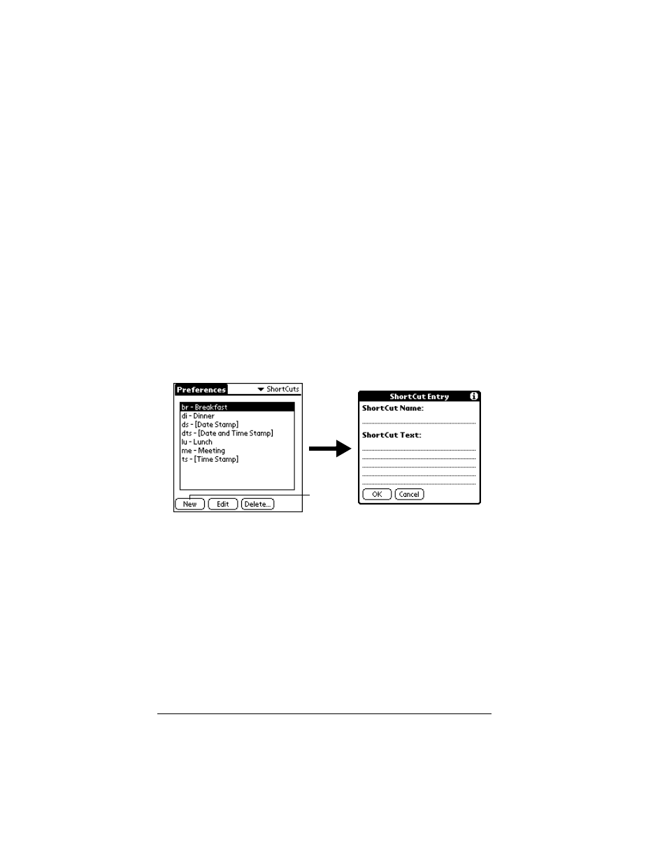 Shortcuts preferences, Creating a shortcut, To create a shortcut | Palm IIIc User Manual | Page 198 / 246