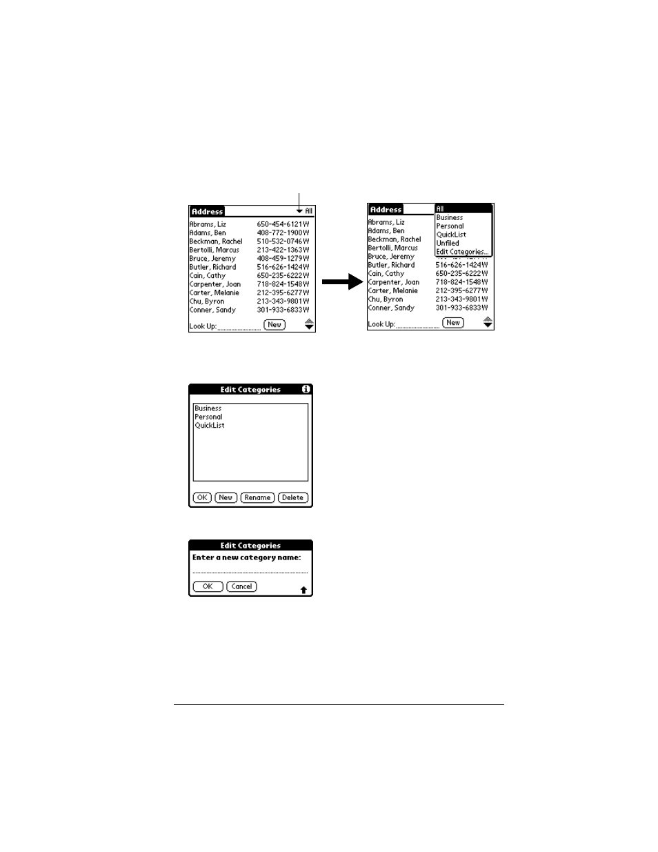 To define a new category | Palm IIIc User Manual | Page 71 / 246