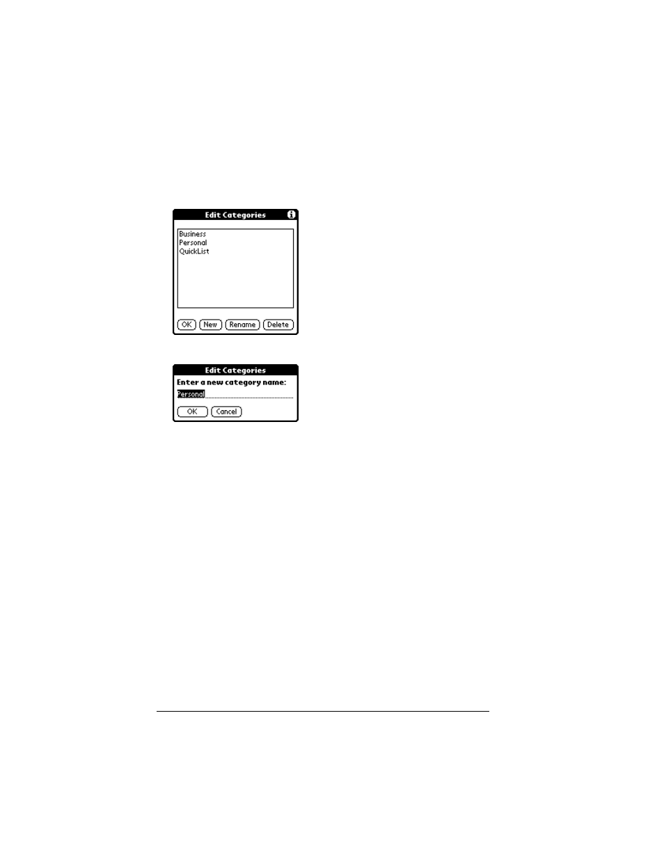 To rename a category, Finding records | Palm IIIc User Manual | Page 72 / 246