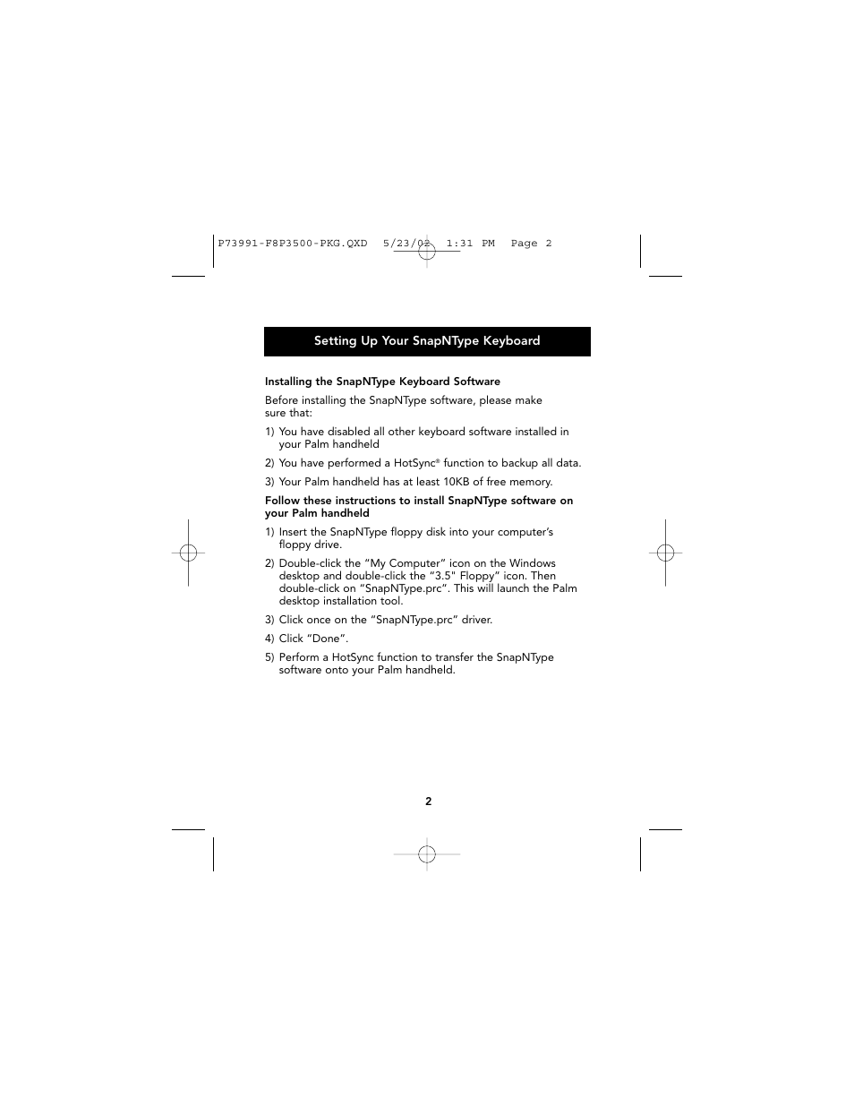 Palm F8P3500 User Manual | Page 3 / 16