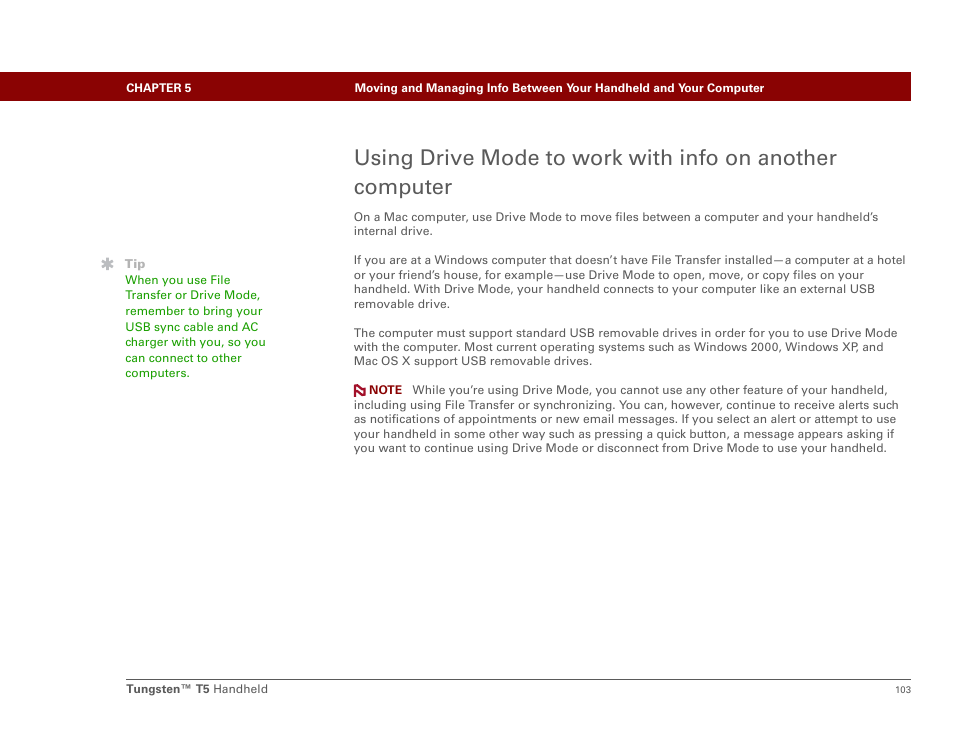 Drive mode, Did you know, E drive mode | Drive mode , fro | Palm Tungsten T5 User Manual | Page 125 / 675