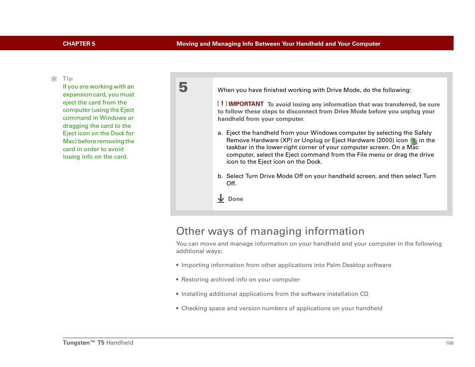 Other ways of managing information | Palm Tungsten T5 User Manual | Page 128 / 675