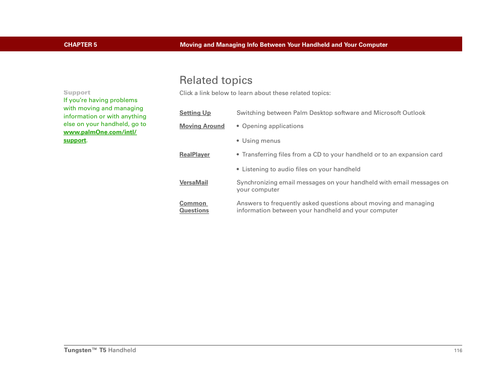 Related topics | Palm Tungsten T5 User Manual | Page 138 / 675