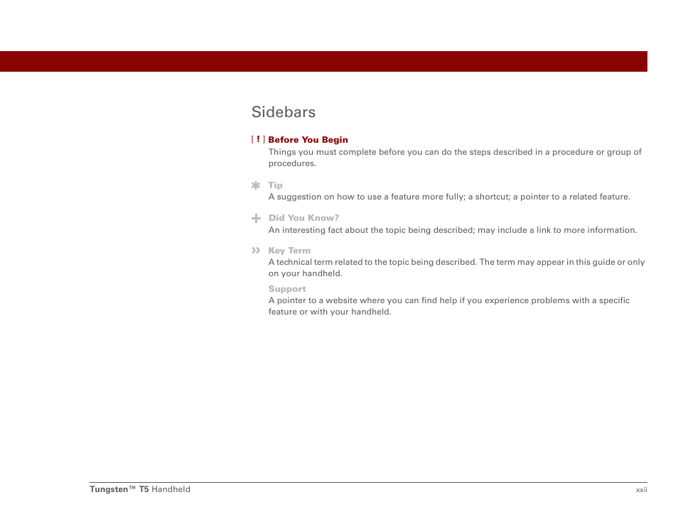 Sidebars | Palm Tungsten T5 User Manual | Page 22 / 675