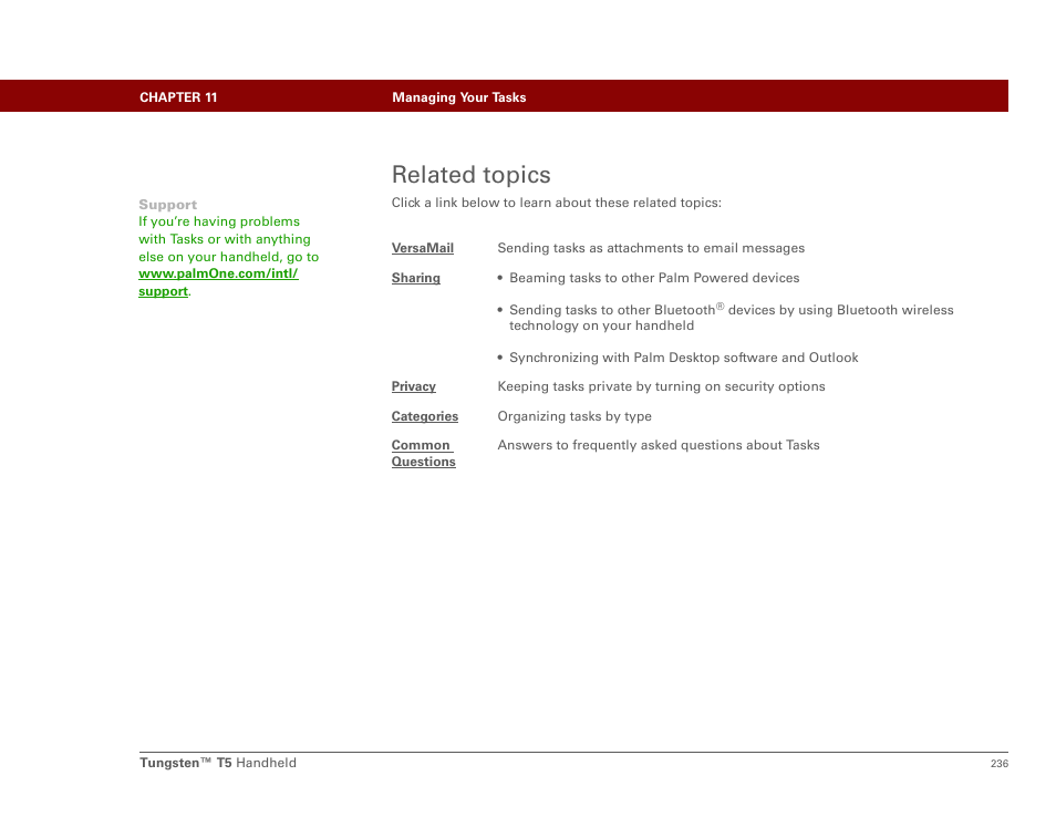 Related topics | Palm Tungsten T5 User Manual | Page 258 / 675