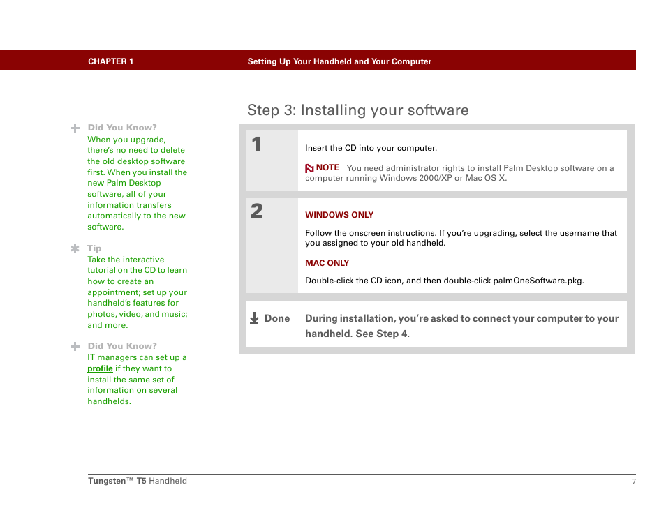 Step 3: installing your software | Palm Tungsten T5 User Manual | Page 29 / 675