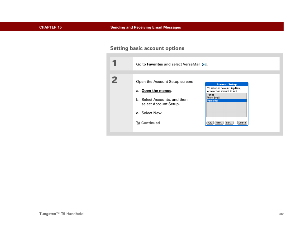 Setting basic account options | Palm Tungsten T5 User Manual | Page 304 / 675