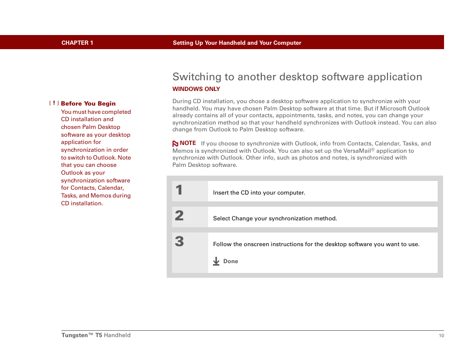 Switching to another desktop software application | Palm Tungsten T5 User Manual | Page 32 / 675