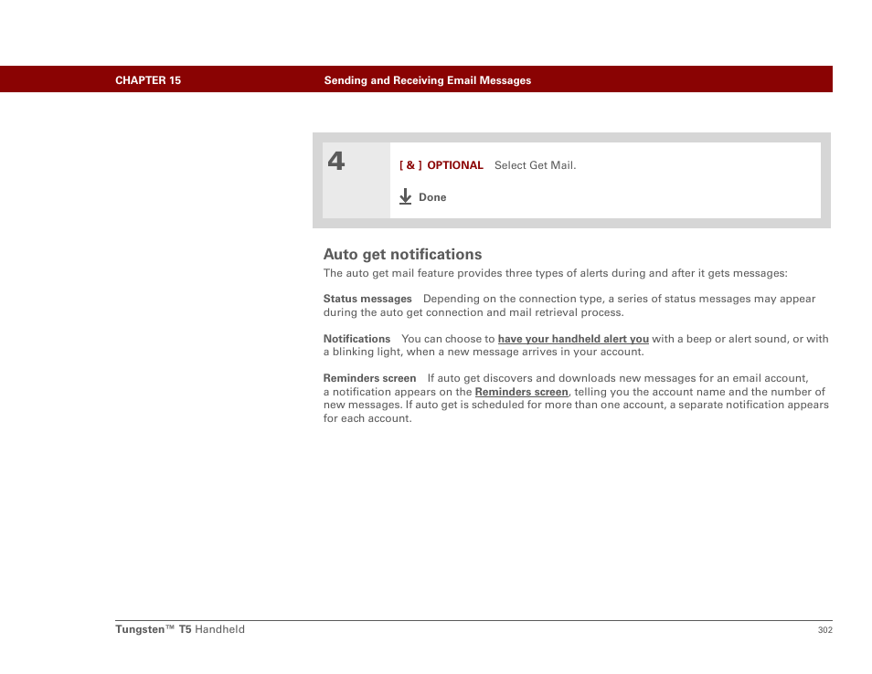 Auto get notifications | Palm Tungsten T5 User Manual | Page 324 / 675